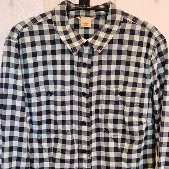 Duluth Trading Women's Gingham Check Long Sleeve Shirt Tabbed Sleeves M Cotton - Picture 5 of 8